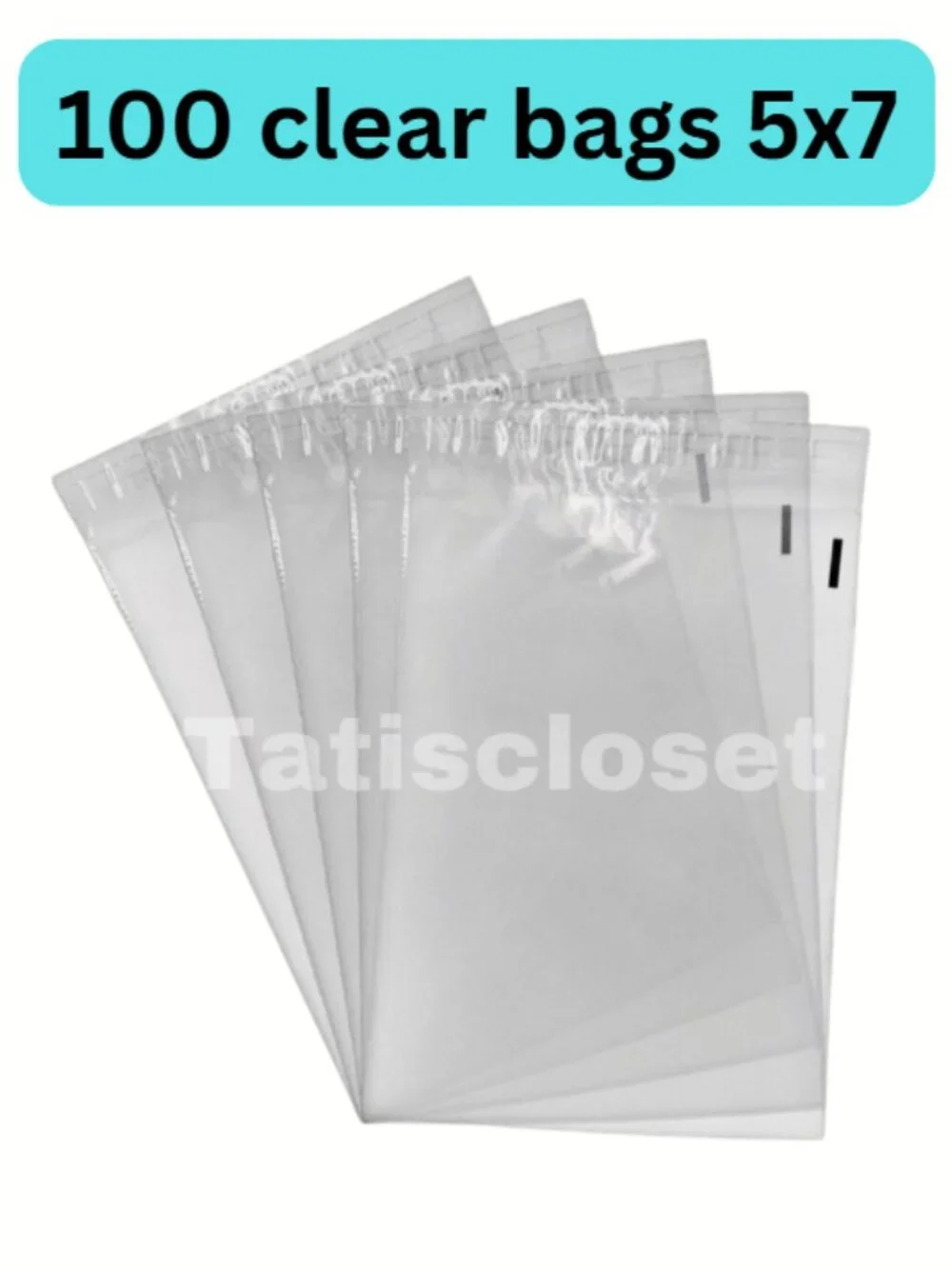100 clear cellophane adhesive bags size 5x7